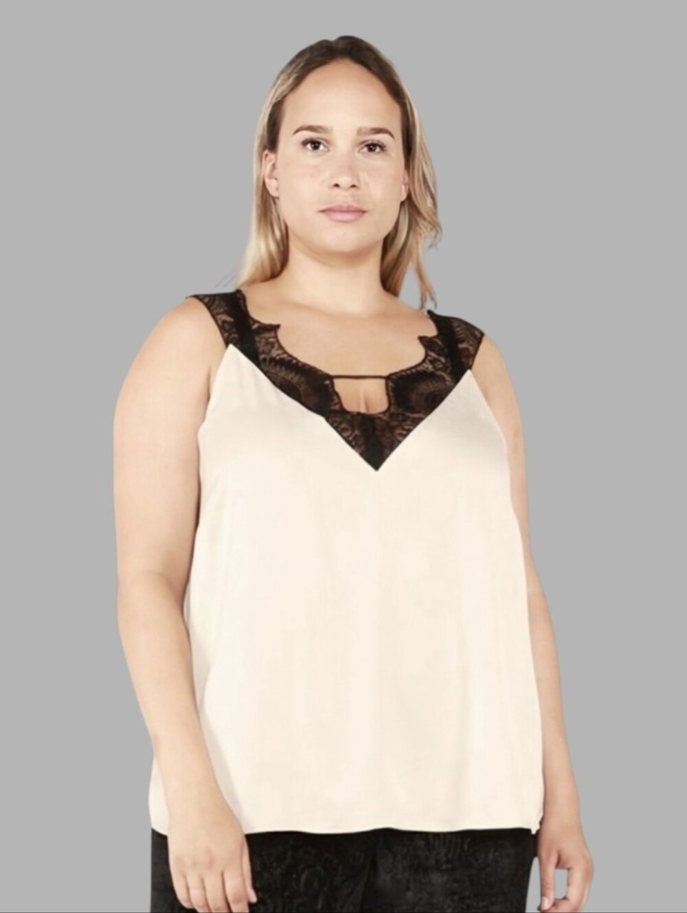 NEW Black Tape Women's Plus Size Lace Trim Satin Cami